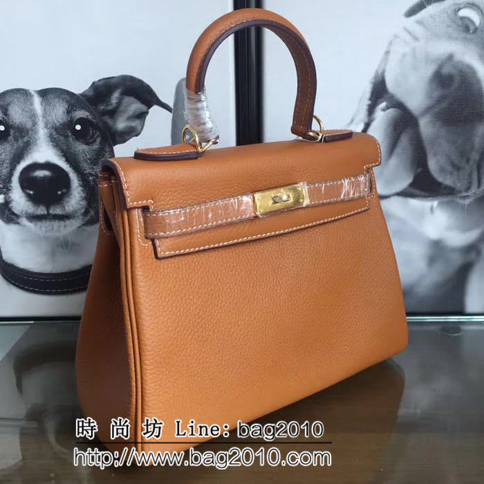 愛馬仕Hermes 頭層牛皮荔枝紋凱莉包 時尚手提包 0AM1153